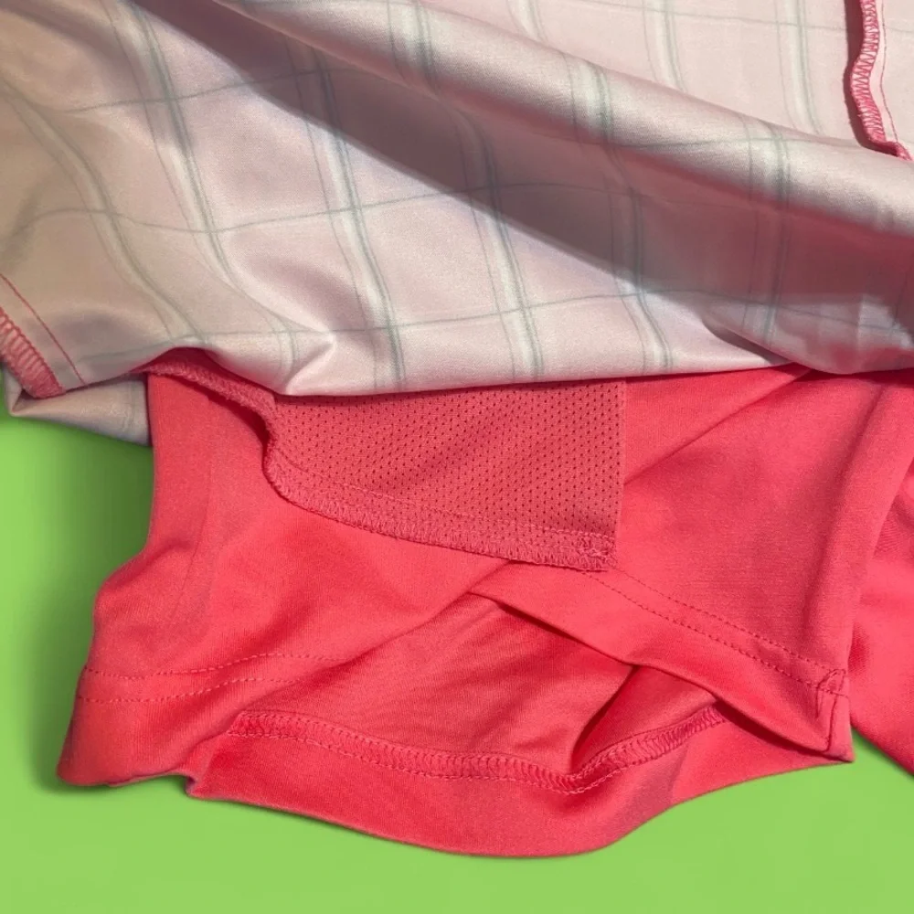 Bright Pink Izod Plaid y2k Mini Skirt with Built In Shorts, Size 8 Medium - Picture 6 of 6